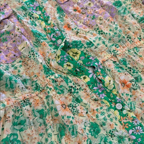 LOFT Floral Godet Pocket Shirtdress Size XL| Cottagecore floral patchwork - Picture 7 of 14